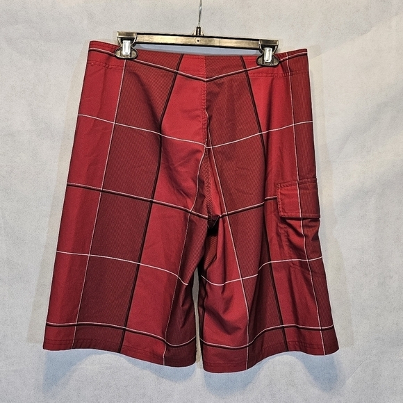 OP Opflex 4 way Stretch Swim Shorts Red Stripped 91% Polyester 9% Spandex Sz 30 - Picture 3 of 4